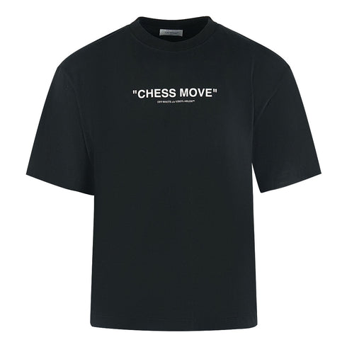 Off White Skate Fit Chess Move Logo Black T Shirt