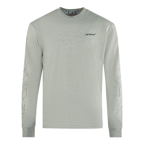 Off White Skate Fit Diag Outline Grey Long Sleeve T Shirt