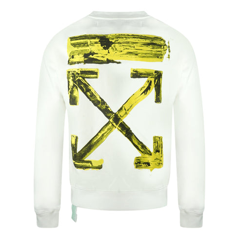 Off White Yellow Black Arrow Back Logo White Sweatshirt