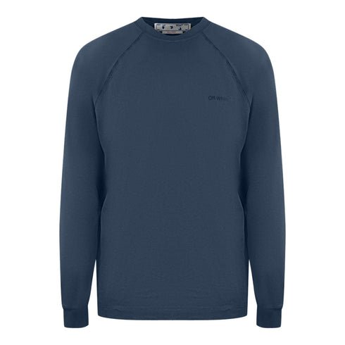 Off White Diag Line Back Logo Navy Blue Sweatshirt OMBA056S22FLE0024646