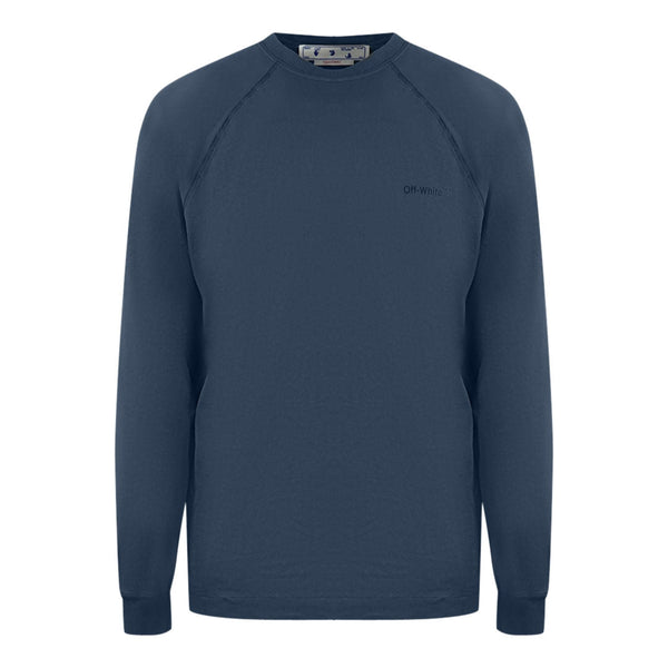 Off White Diag Line Back Logo Navy Blue Sweatshirt OMBA056S22FLE0024646