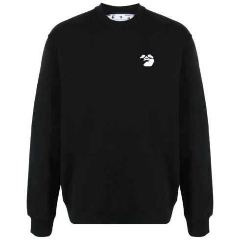 Off White Ow Face Slim Fit Black Sweatshirt