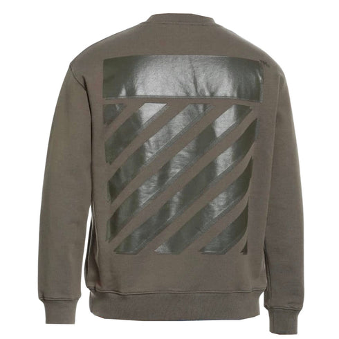 Off White Diag Line Skate Logo Green Sweatshirt