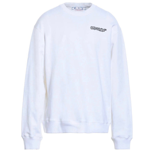 Off White Blur Bold Logo Slim Fit White Sweatshirt