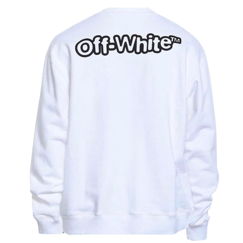 Off White Blur Bold Logo Slim Fit White Sweatshirt