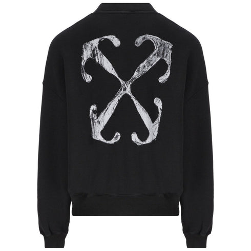 Off White Scratch Arrow Design Oversized Fit Black Sweatshirt