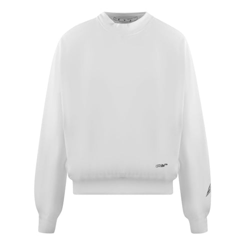 Off White Scribble Diagonal Boxy Crew Neck White Sweatshirt
