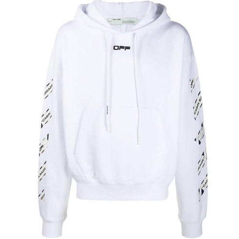 Off White Airport Tape Slim Fit White Hoodie