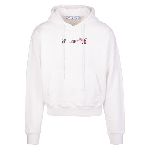 Off White Acrylic Arrow Painted Logo White Hoodie