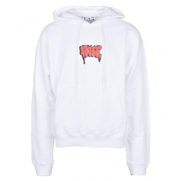 Off-White Graffiti Paint Logo White Hoodie OMBB037R21FLE006 0125