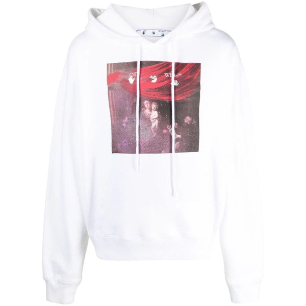 Off White Sprayed Caravaggio Oversized White Hoodie