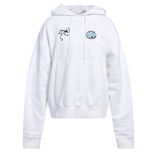 Off White Dj Play Over Print White Skate Hoodie OMBB037S22FLE005 0110