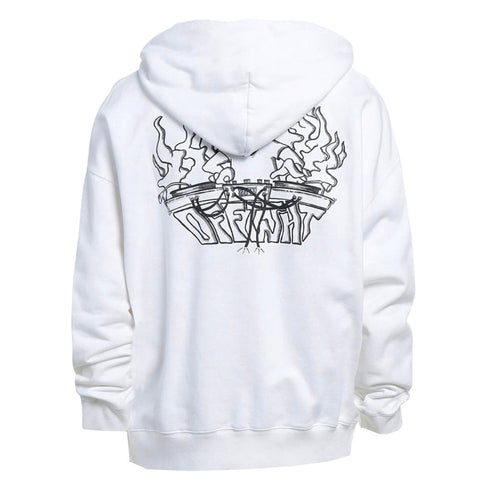 Off White Dj Play Over Print White Skate Hoodie OMBB037S22FLE005 0110