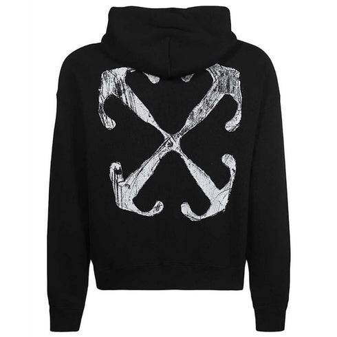 Off White Scratch Arrow Design Skate Fit Black Hoodie