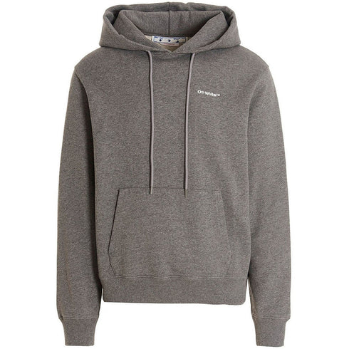 Off White Wave Outline Diag Design Grey Slim Hoodie
