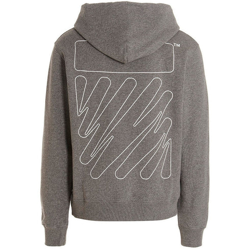 Off White Wave Outline Diag Design Grey Slim Hoodie