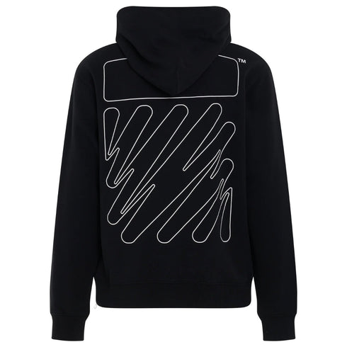 Off White Wave Outline Diag Design Black Slim Hoodie