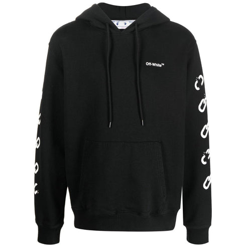 Off White Chain Arrow Design Slim Fit Black Hoodie - Style Centre Wholesale