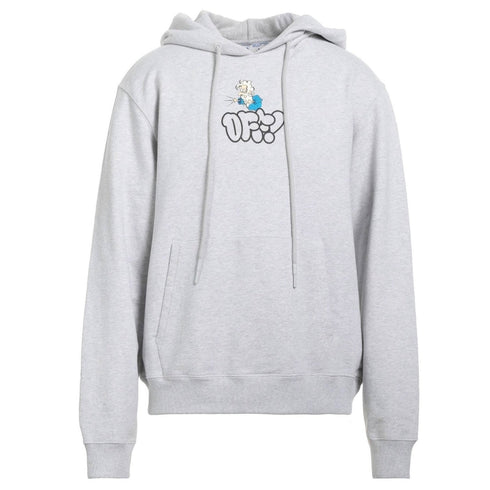 Off-White Off Graffiti Print Grey Slim Hoodie OMBB097S22FLE010 0857