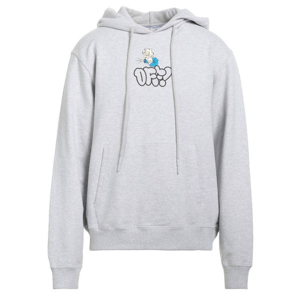 Off-White Off Graffiti Print Grey Slim Hoodie OMBB097S22FLE010 0857