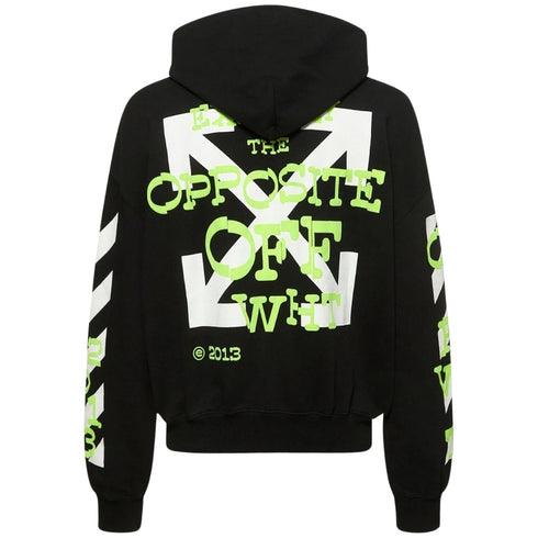 Off White Opposite Arrow Design Boxy Fit Black Oversized Hoodie
