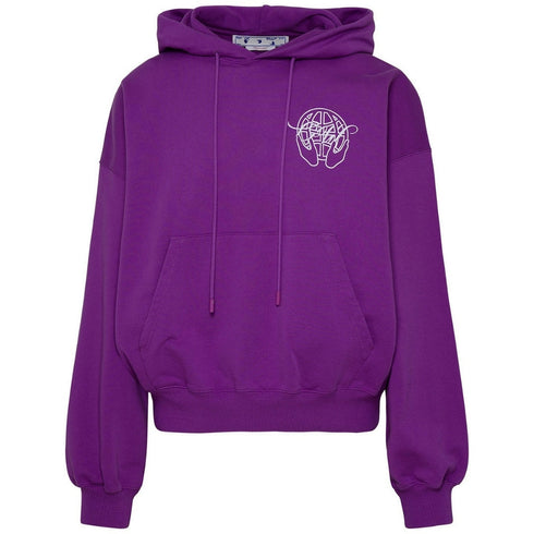 Off-White Hand Arrow Design Boxy Fit Purple Oversized Hoodie L