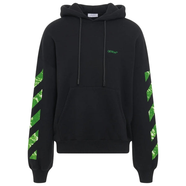 Off White Moon Tab Design Oversized Fit Black Hoodie