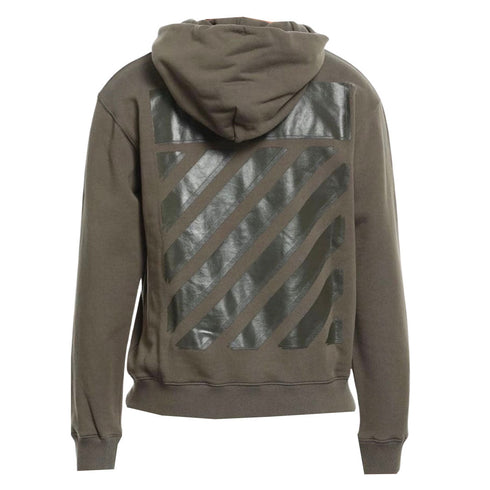 Off White Diag Tab Slim Fit Green Zip Hoodie OMBE013S22FLE00356