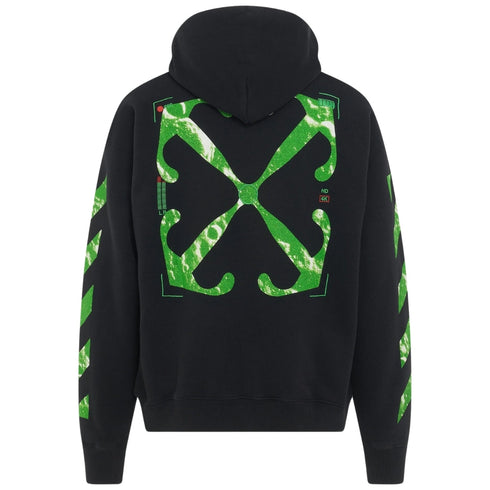 Off White Moon Camera Design Skate Fit Black Zip Up Hoodie