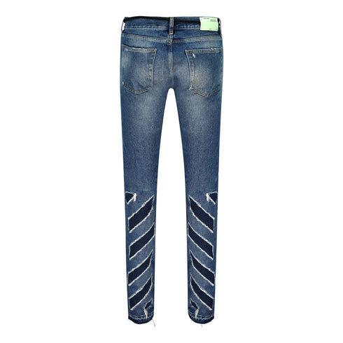 Off White Diags Stripes Blue Jeans