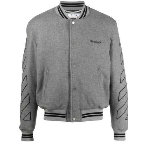 Off White Diag Outline Grey Varsity Jacket