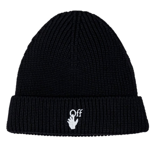 Off White Hand Off Logo Black Wool Beanie OMLC016F21KNI0011001