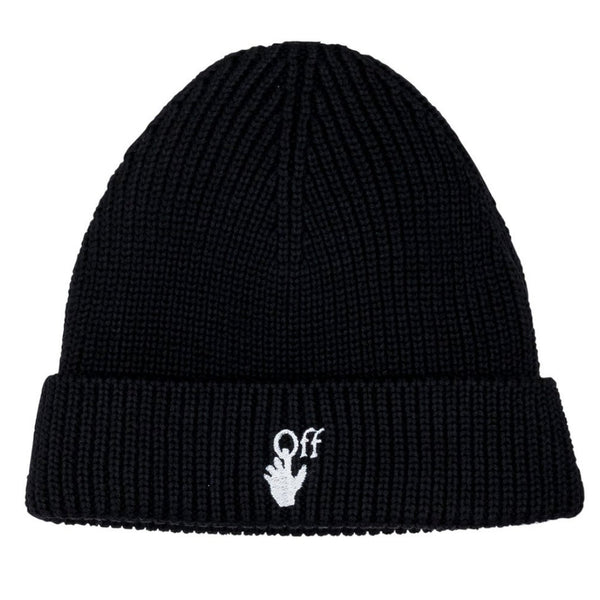 Off White Hand Off Logo Black Wool Beanie OMLC016F21KNI0011001