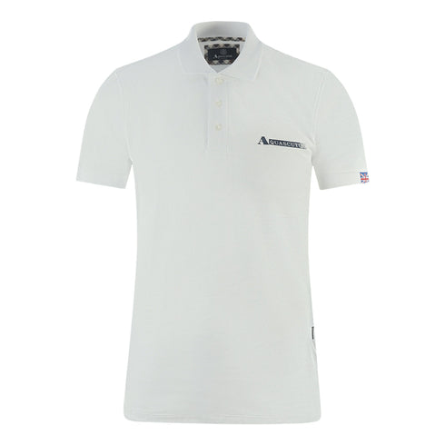 Aquascutum Boxed Logo White Polo Shirt - Style Centre Wholesale