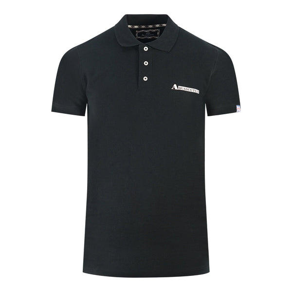 Aquascutum Boxed Logo Black Polo Shirt