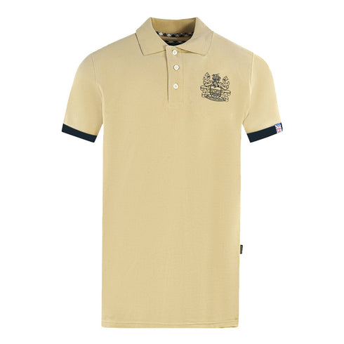 Aquascutum Branded Collar Beige Polo Shirt