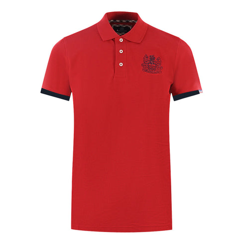 Aquascutum Branded Collar Red Polo Shirt
