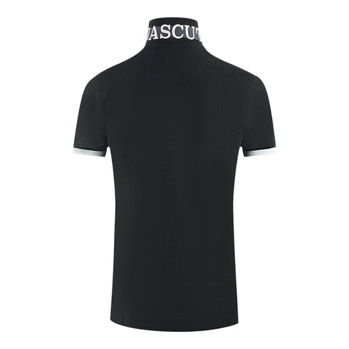 Aquascutum Branded Collar Black Polo Shirt - Style Centre Wholesale