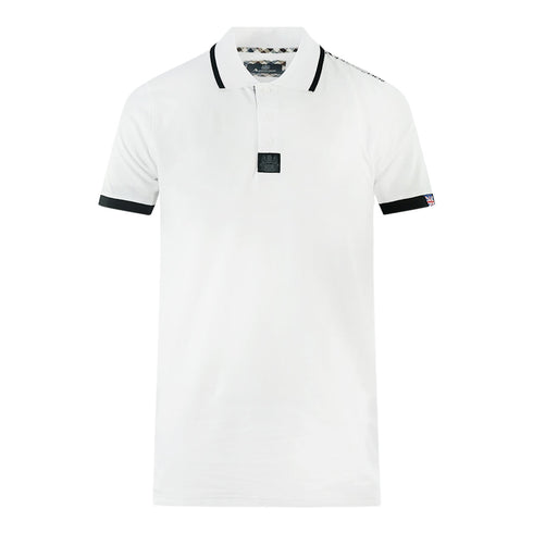 Aquascutum Branded Shoulder Tipped White Polo Shirt P00323 01