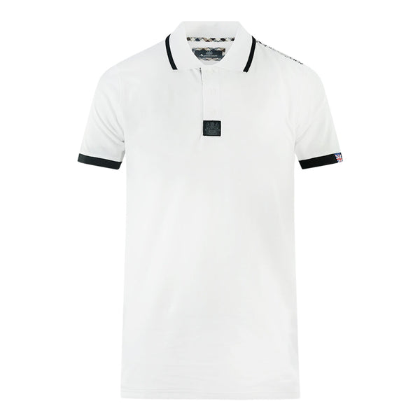 Aquascutum Branded Shoulder Tipped White Polo Shirt P00323 01