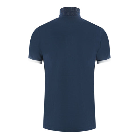 Aquascutum Branded Shoulder Tipped Navy Blue Polo Shirt