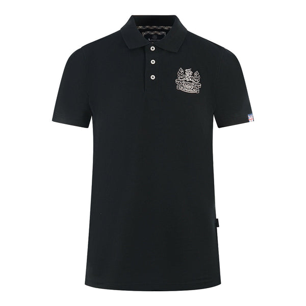 Aquascutum Branded Sleeve Black Polo Shirt