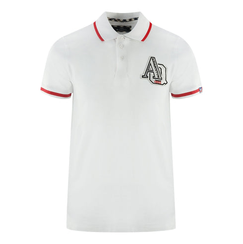 Aquascutum Aq 1851 Embroidered Tipped White Polo Shirt