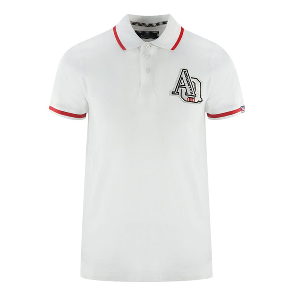 Aquascutum Aq 1851 Embroidered Tipped White Polo Shirt