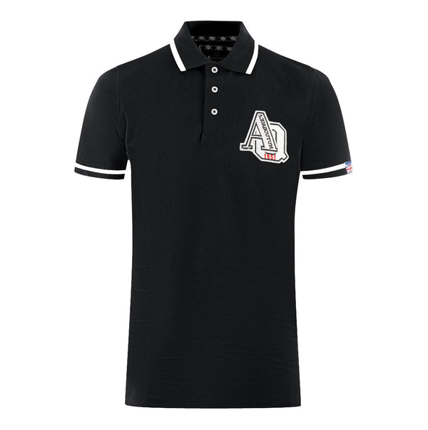 Aquascutum Aq 1851 Embroidered Tipped Black Polo Shirt