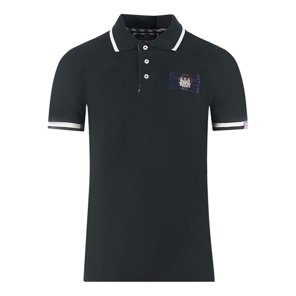 Aquascutum London Union Jack Black Polo Shirt