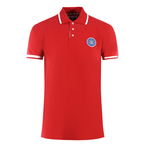 Aquascutum London Embroidered Badge Red Polo Shirt - Style Centre Wholesale