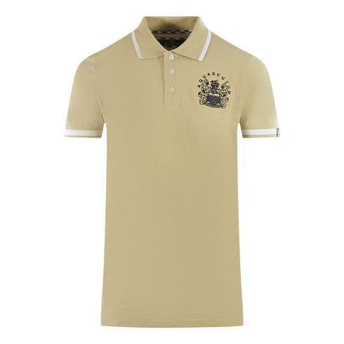 Aquascutum Tipped Aldis Beige Polo Shirt - Style Centre Wholesale