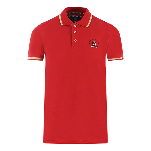 Aquascutum Embossed A Tipped Red Polo Shirt