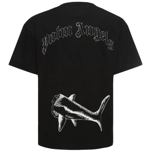 Palm Angels Broken Shark Design Black T Shirt
